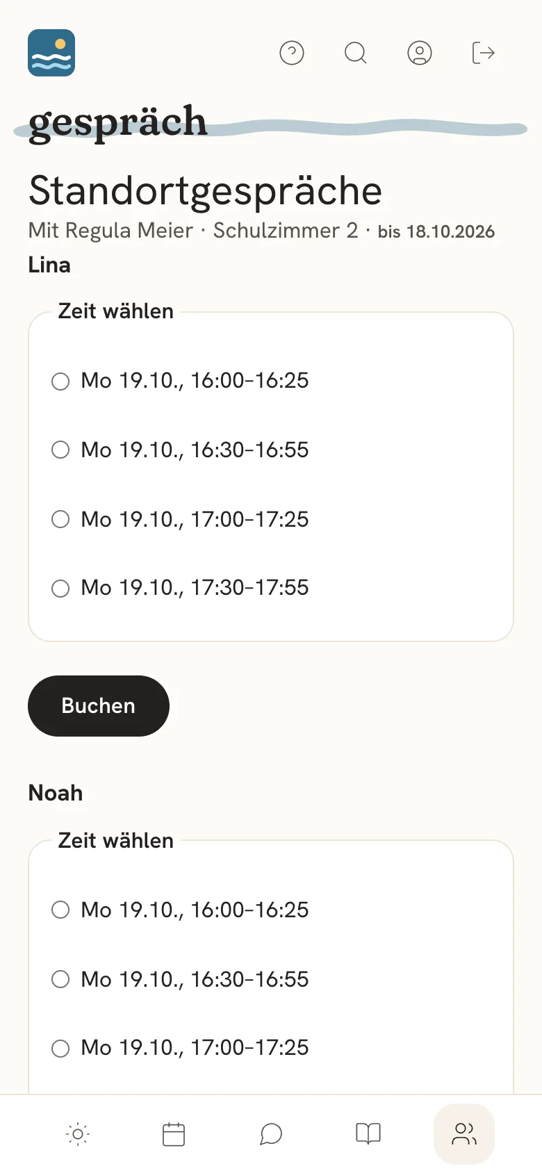 Standortgespräch buchen mit freien Zeitfenstern