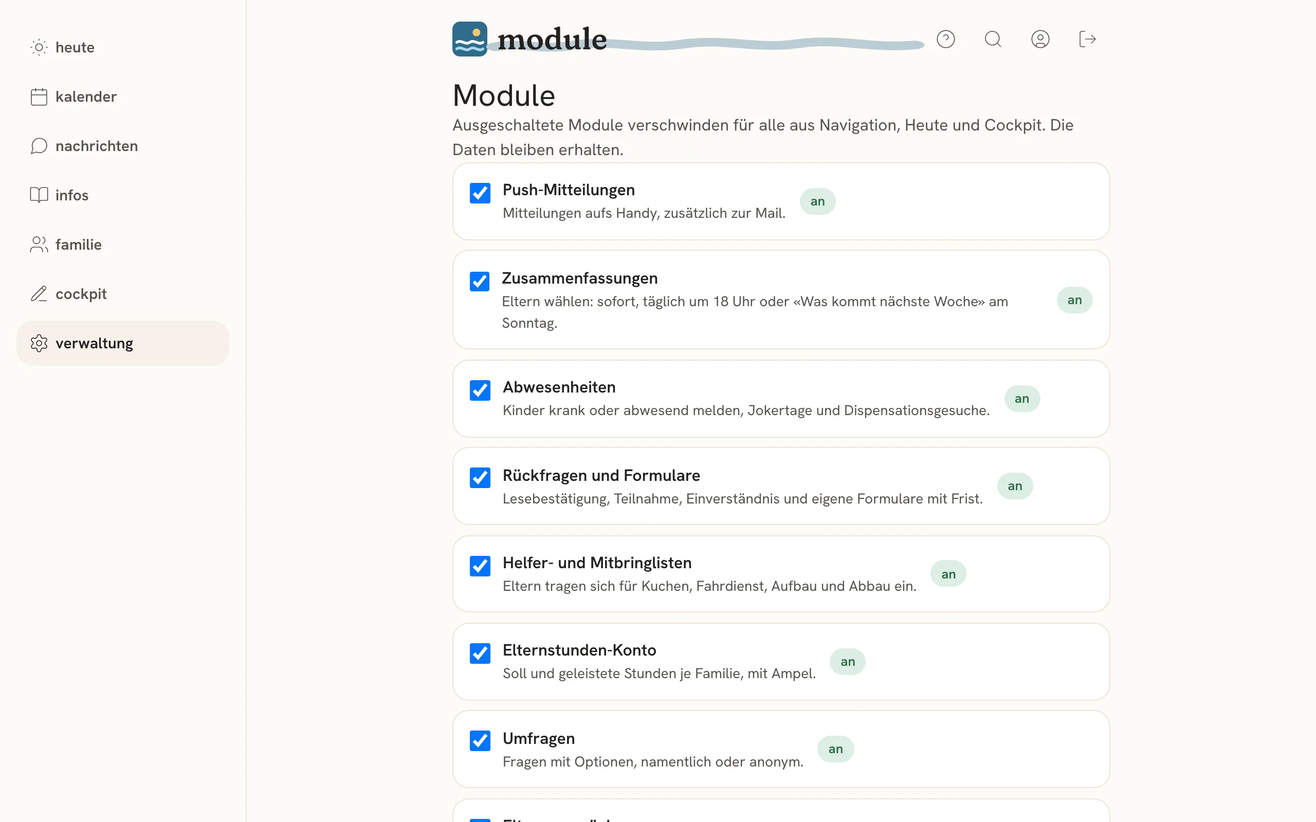 Liste der Module mit Schaltern